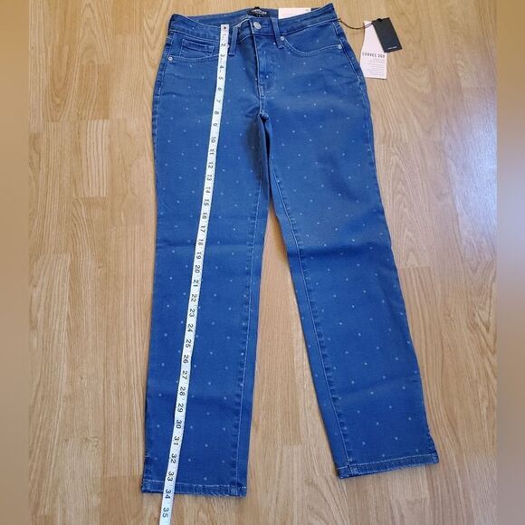 NEW! NYDJ Slim Straight Polka Dot Ankle Jeans - size 0 - Picture 10 of 13